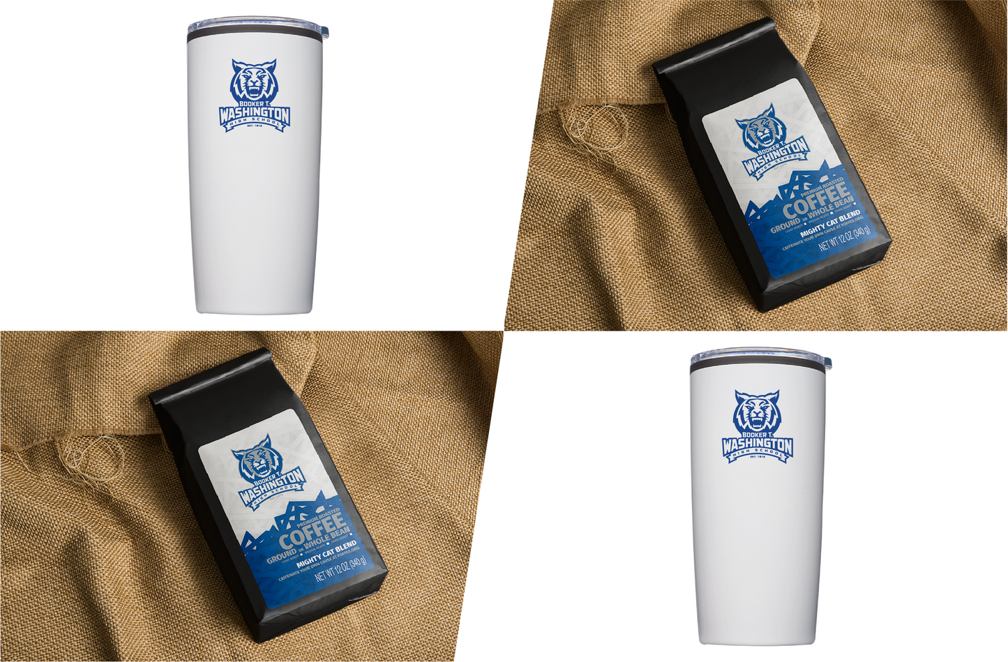 Pack 5: Two bags of Mighty Cat Coffee, Two Wildcat Tumblers