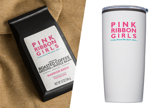 Pack 3: 1 Bag Warrior Brew Coffee, 1 Pink Ribbon Girls Tumbler